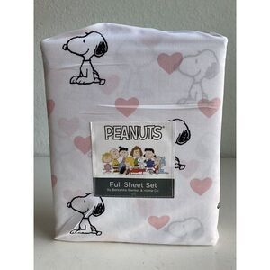 4 Pc Peanuts Snoopy Pink Hearts Valentines Day FULL Size Sheet Set Soft NEW